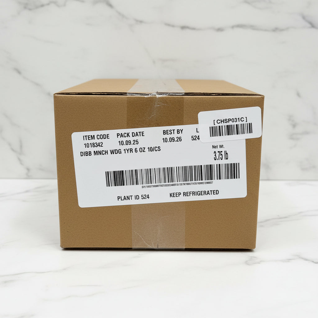 Cardboard box with a label on a warehouse floor