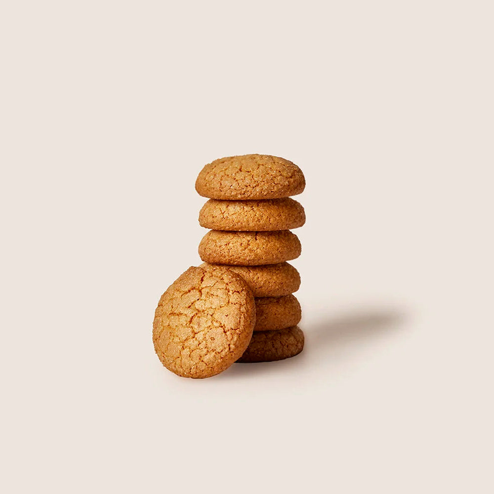 Stack of cookies on a beige background