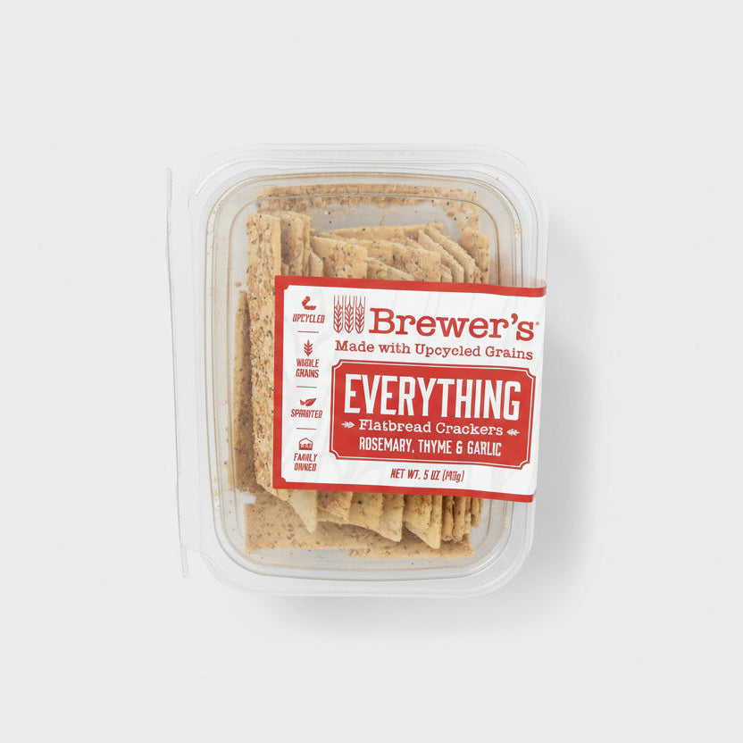 Packaged flatbread crackers with 'Brewer's' label on a white background