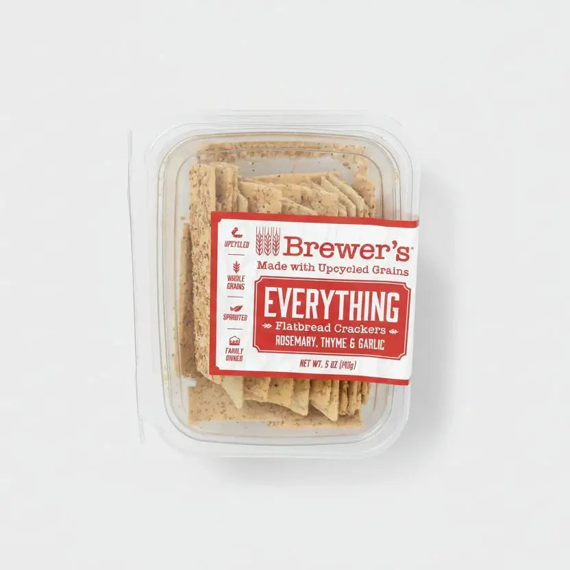 Packaged flatbread crackers with 'Brewer's' label on a white background