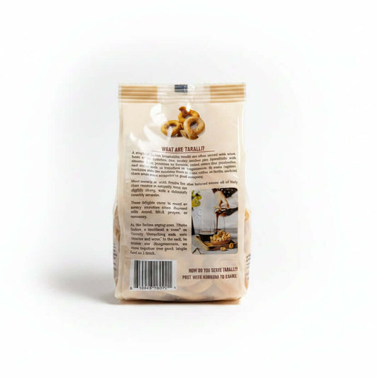 Back view of a Taralys pretzel package on a white background