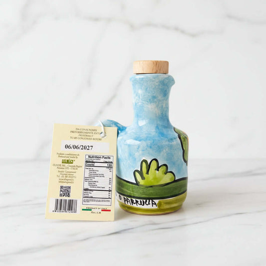 Nocellara del Belice Olive Oil - Hand Painted Artisanal Ceramic Bottle 100ml