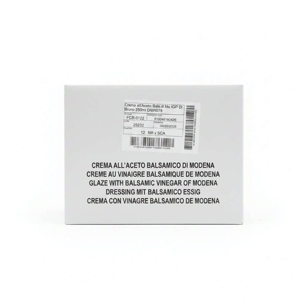 Box with balsamic vinegar label on a black surface