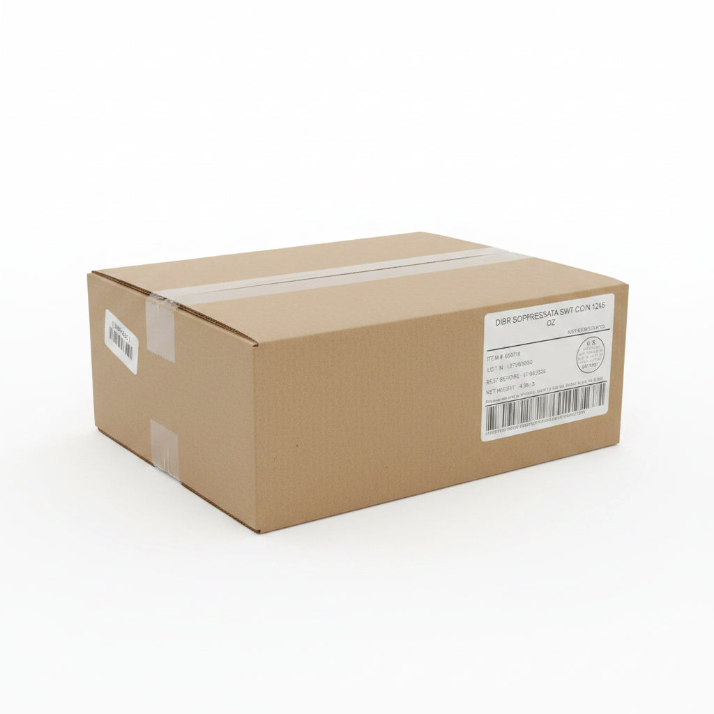 Cardboard box with shipping labels on a white background