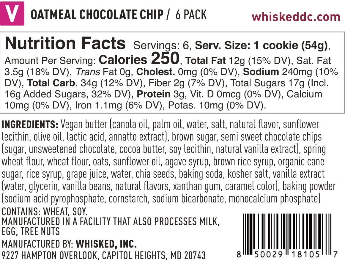 Vegan Chocolate Chip Oatmeal Cookies