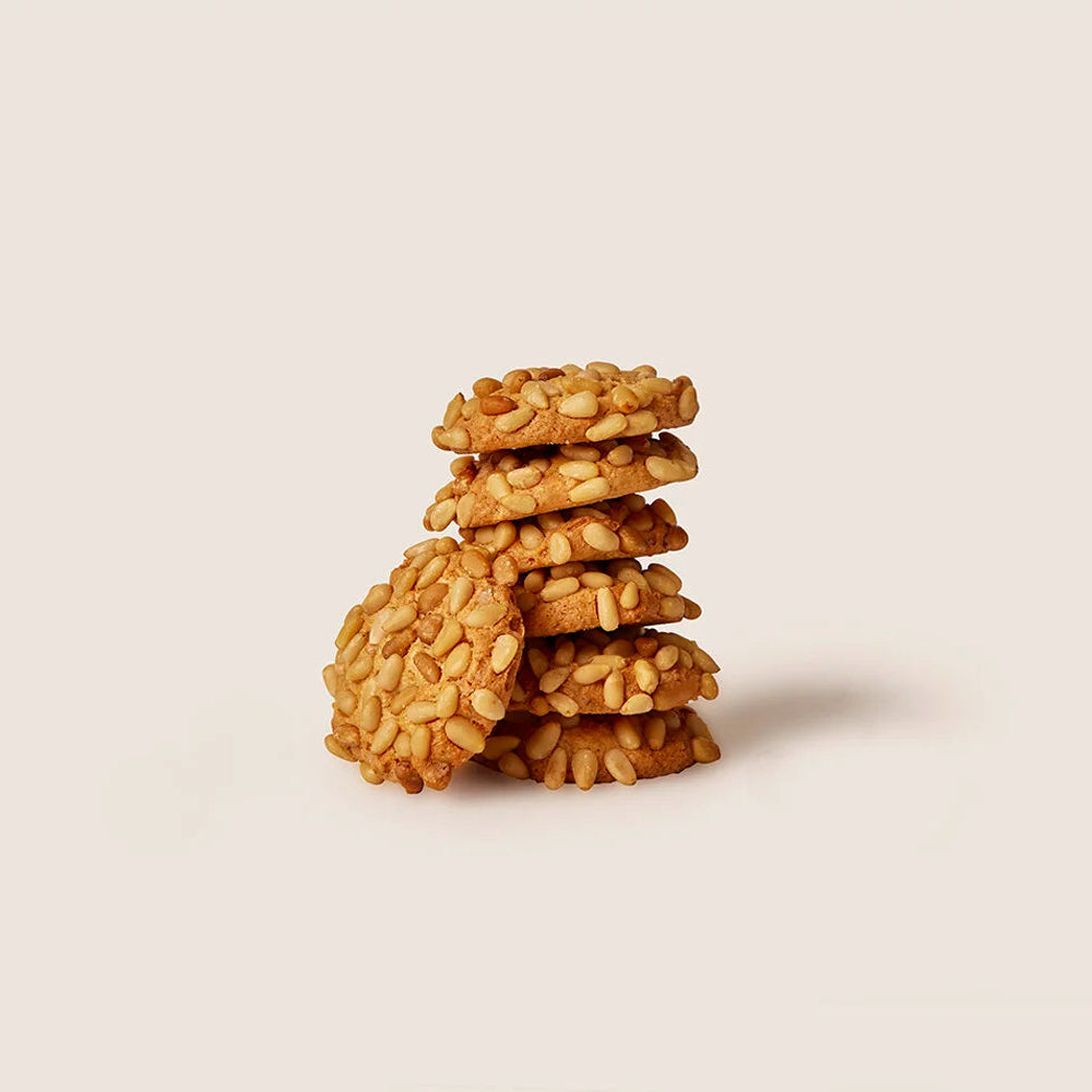 Stack of cookies on a beige background