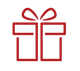 Red gift box icon with a bow on a white background