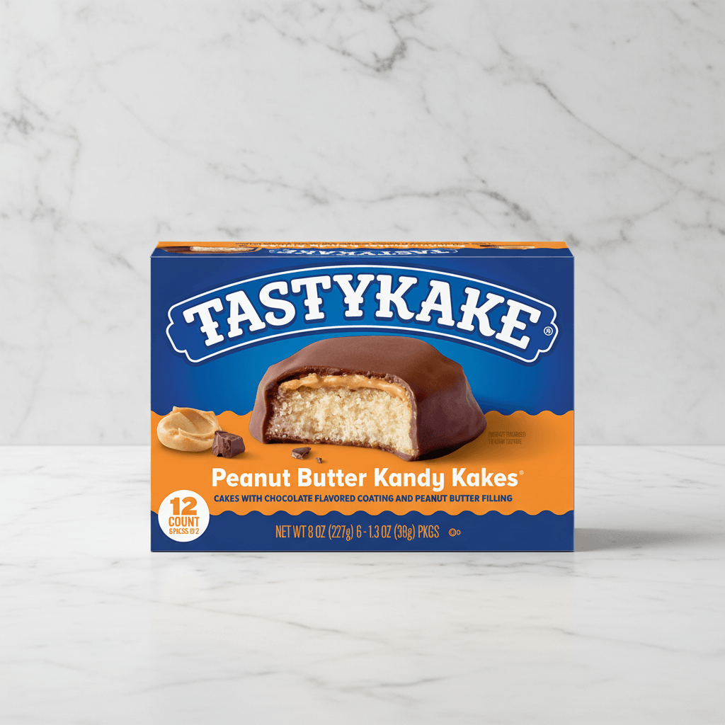 Tastykake Peanut Butter Kandy Kakes packaging on a white background