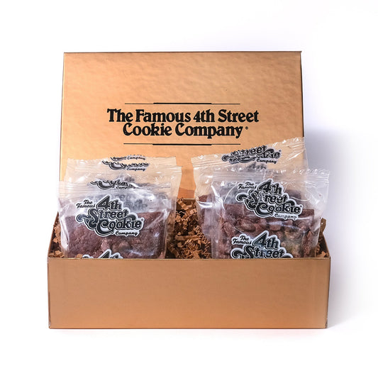 Box of The Famous 4th Street Cookie Company with brownies inside