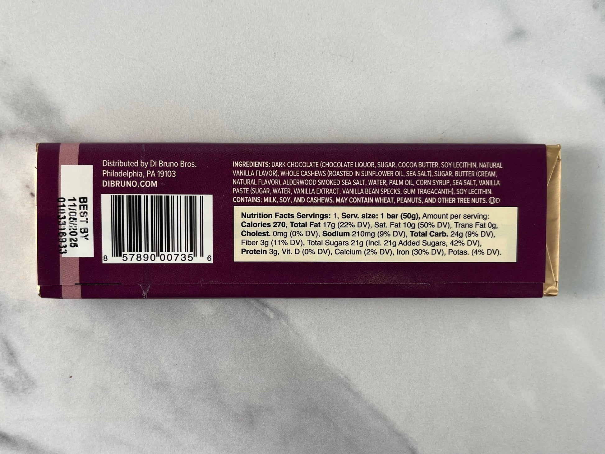 Dark Chocolate Toffee & Cashew Bar