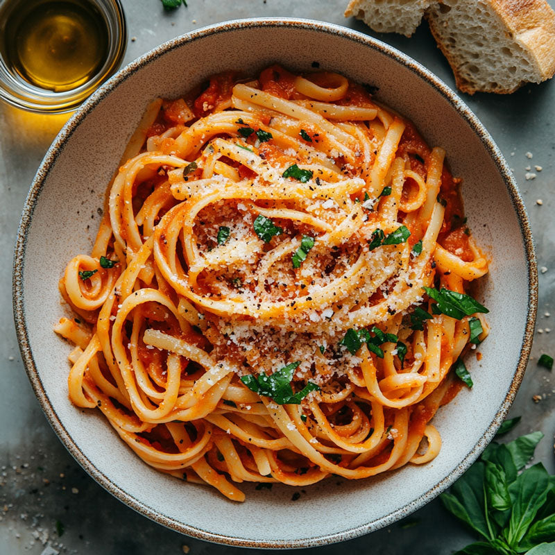 Di Bruno Bros. Pasta and tomato basil pasta sauce.