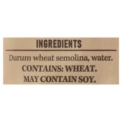 Bucatini ingredients: durum wheat semolina, water. Contains wheat; may contain soy.