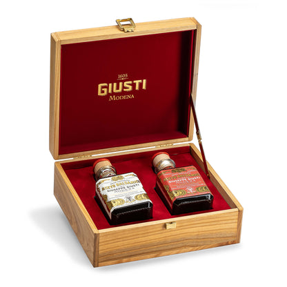 Balsamic Vinegar Gift Set, 2 & 3 Gold Medals in Wooden Box, 2 × 8.4 fl oz
