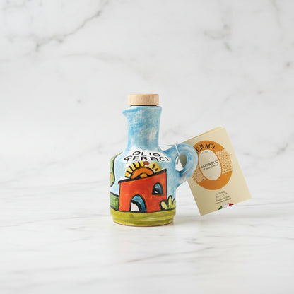 Nocellara del Belice Olive Oil - Hand Painted Artisanal Ceramic Bottle 100ml