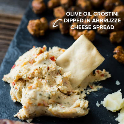 Di Bruno Bros. Olive oil crostini dipped in an abbruzze cheese spread