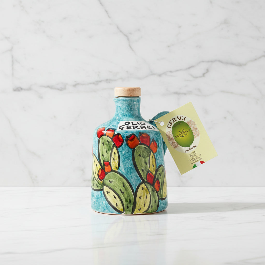 Nocellara del Belice Olive Oil - Hand Painted Artisanal Ceramic 250ml