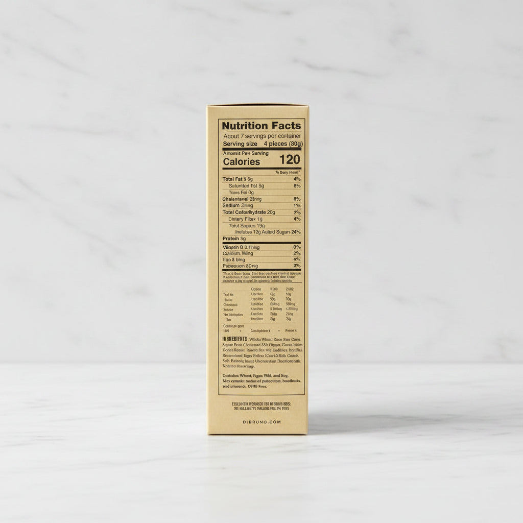 Nutrition facts label on a product packaging with a blurred background