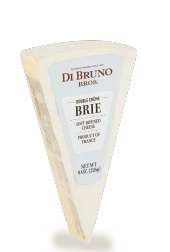 A wedge of Di Bruno Brie cheese on a white background with a small printed number below it.