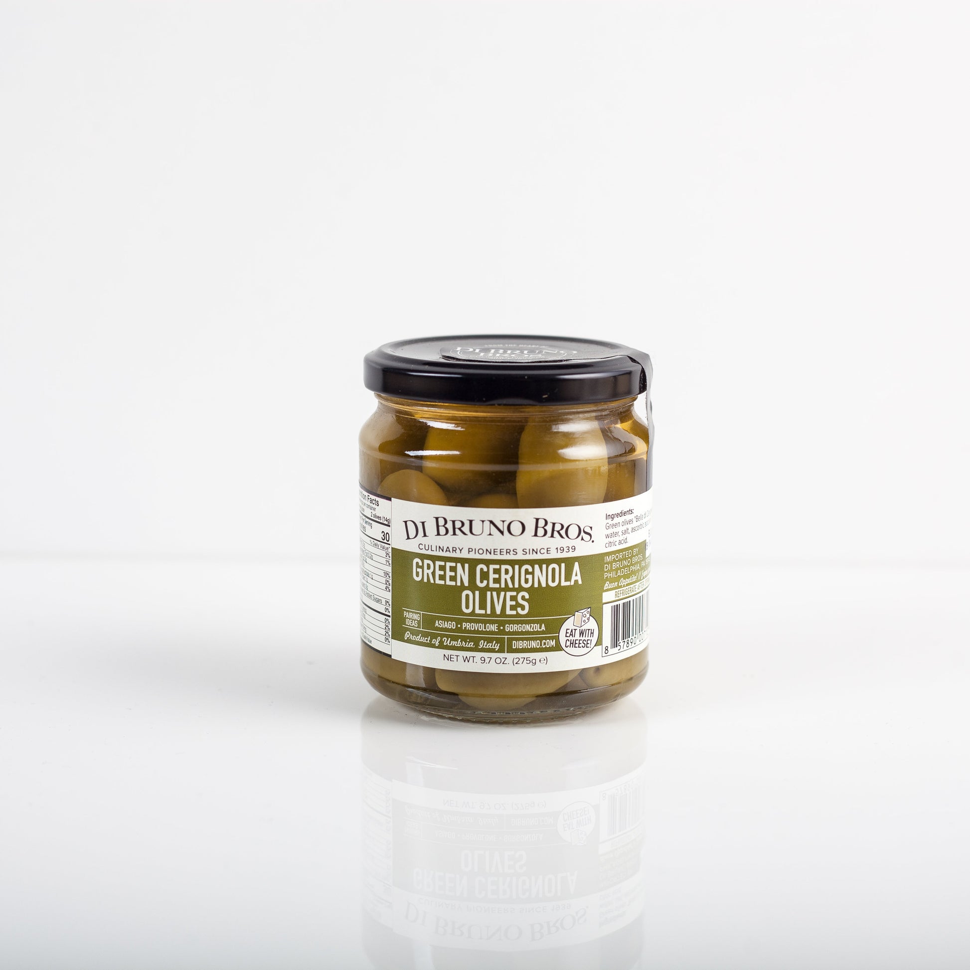 Jar of Di Bruno Bros. Green Cerignola Olives.