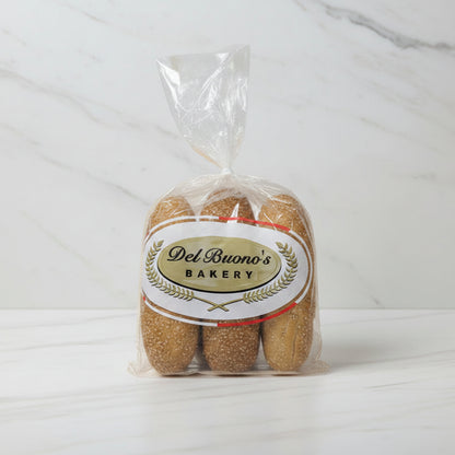 Del Buono's Seeded Rolls on marble counter top