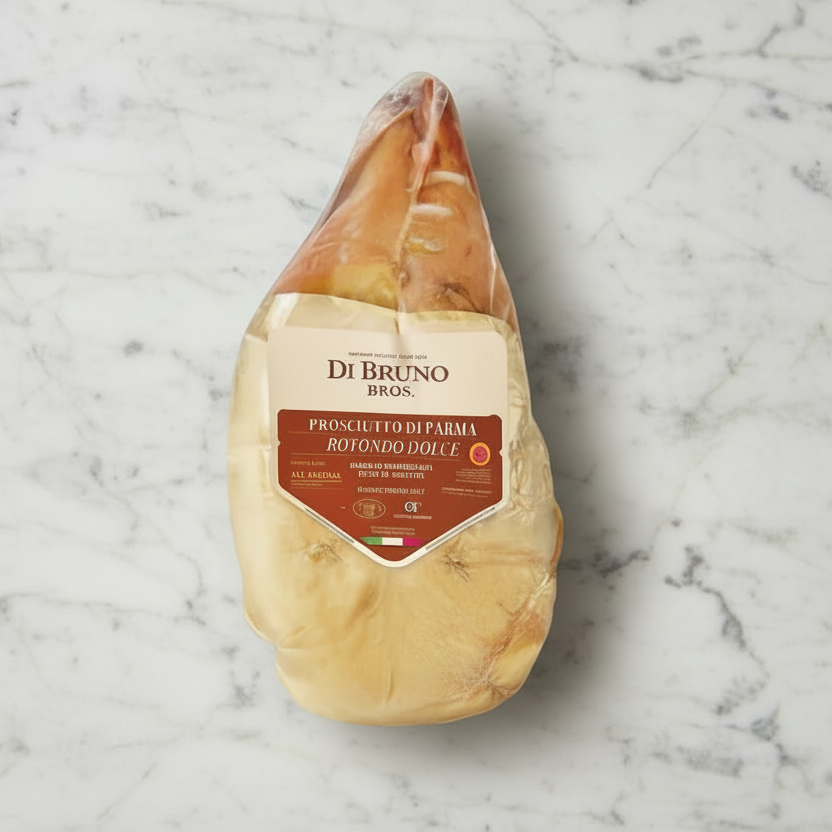 Prosciutto Di Bruno Bros on a white background