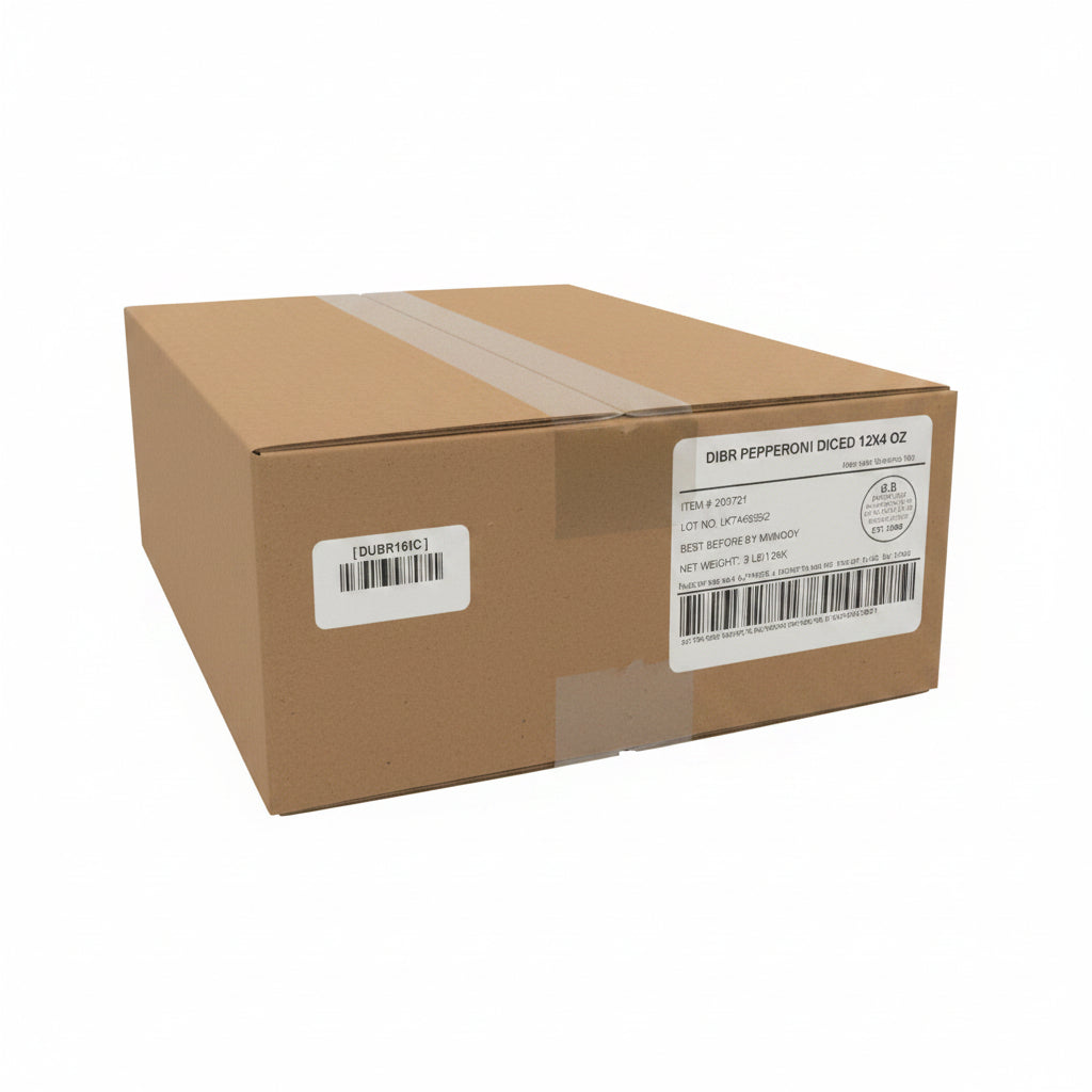 Stack of cardboard boxes with labels in a warehouse setting
