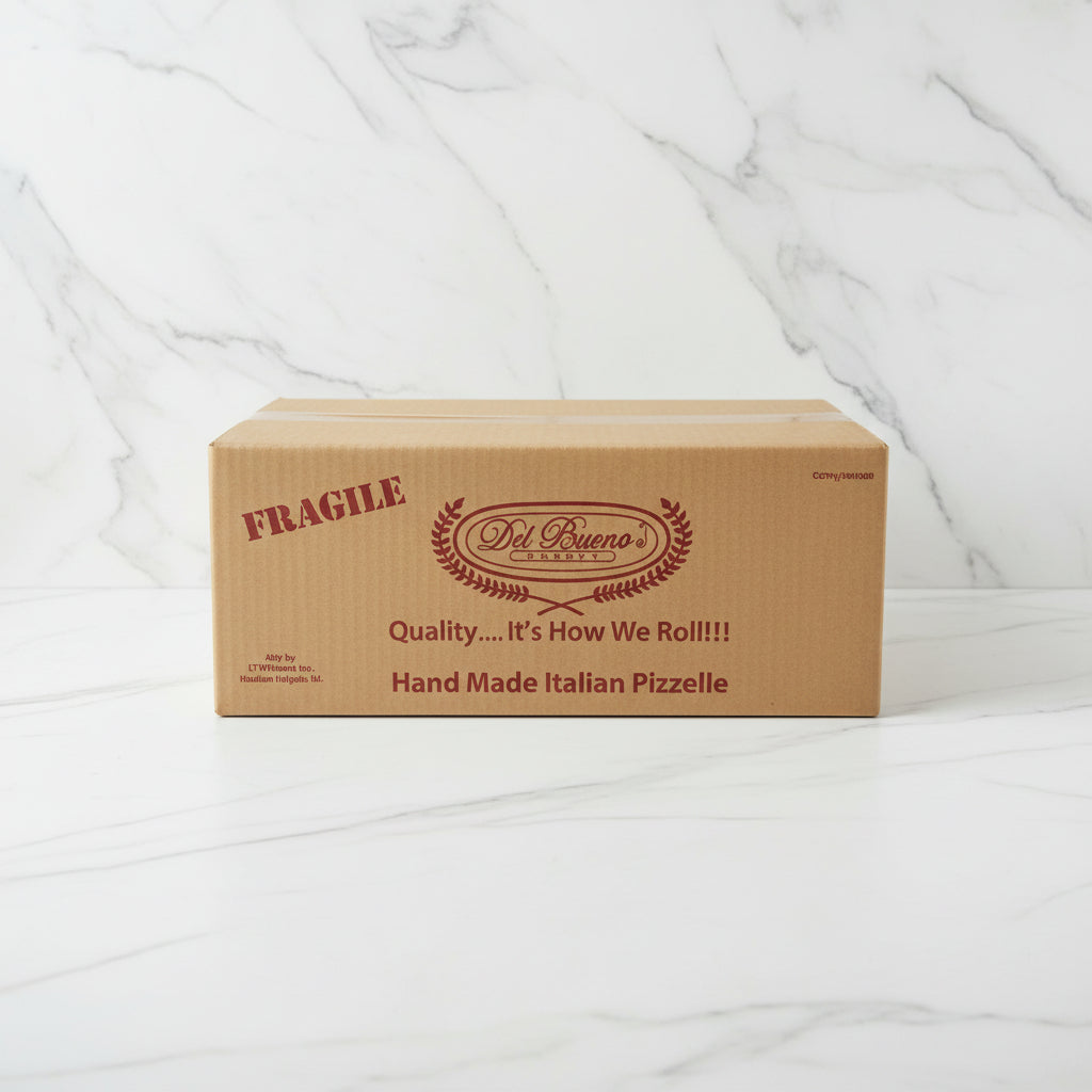 Cardboard box with 'Fragile' label on a black cart in a warehouse setting