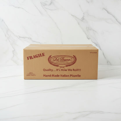 Cardboard box with 'Fragile' label on a black cart in a warehouse setting